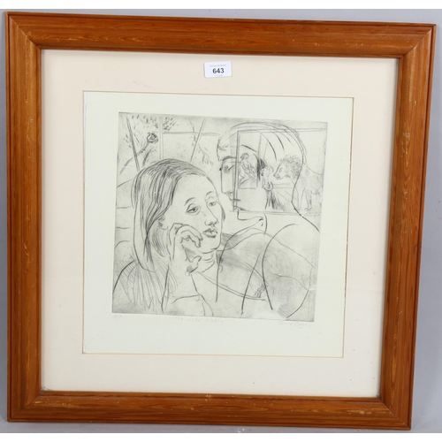 643 - Jamie Boyd (Australian), etching, The Model Thinking, artist's proof signed in pencil, plate 30cm x ... 