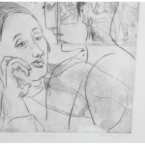 643 - Jamie Boyd (Australian), etching, The Model Thinking, artist's proof signed in pencil, plate 30cm x ... 