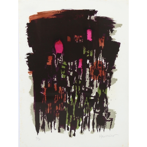 644 - Alfred Manessier, lithograph, abstract, signed in pencil, no. 4/30, sheet size 38cm x 28cm, framed