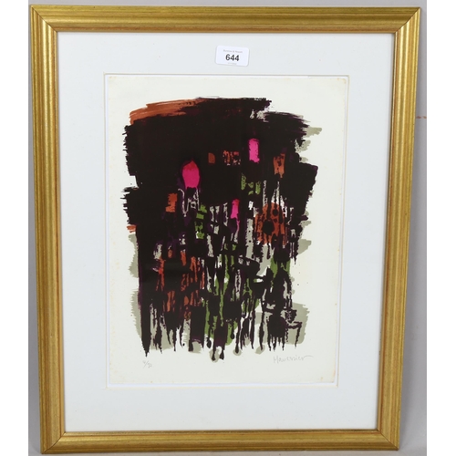 644 - Alfred Manessier, lithograph, abstract, signed in pencil, no. 4/30, sheet size 38cm x 28cm, framed