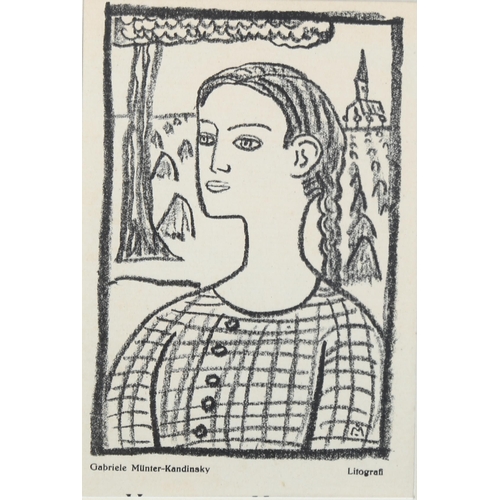 651 - Gabriele Munter-Kandinsky, lithograph, Scandinavian girl, Klingen issue circa 1916/17, image 15cm x ... 