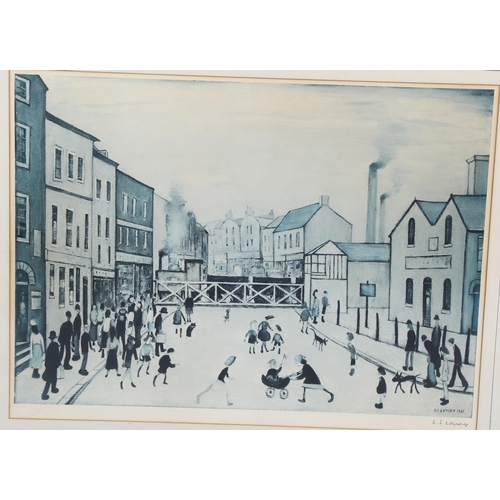 665 - Laurence Stephen Lowry (1887 - 1976), lithograph, Level Crossing, signed in pencil, image 41cm x 57c... 