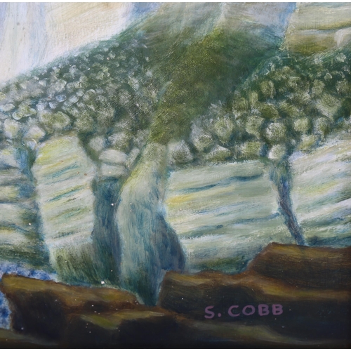 668 - S Cobb, oil on board, Beachy Head, 40cm x 50cm, framed