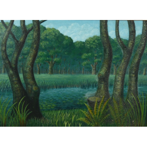 670 - S Cobb, oil on board, pond, 44cm x 60cm, framed