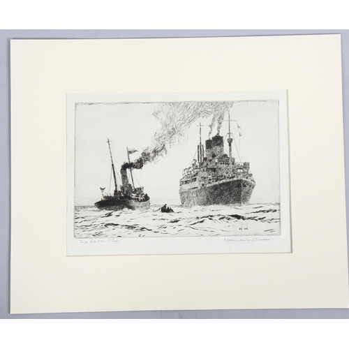 683 - Norman Wilkinson, etching, The London Pilot, signed in pencil, plate 15cm x 22cm, mounted