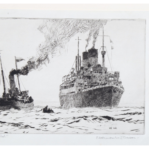 683 - Norman Wilkinson, etching, The London Pilot, signed in pencil, plate 15cm x 22cm, mounted