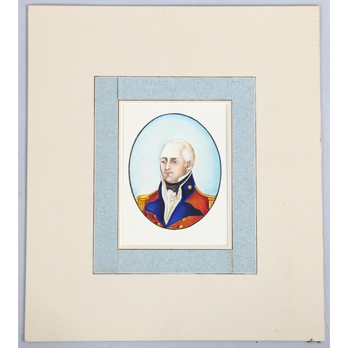 692 - Anglo-Indian School, watercolour, portrait of Colonel John Baillie Calcutta India circa 1800, image ... 