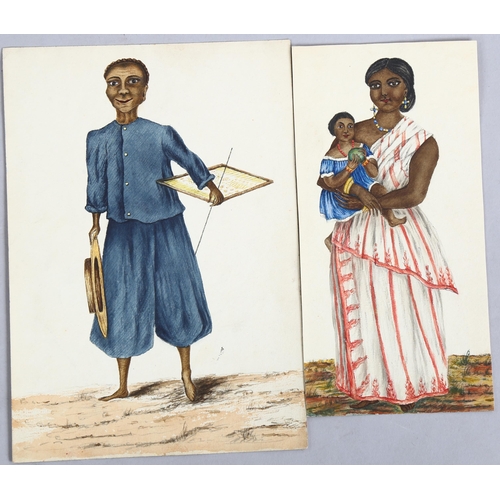 693 - Anglo-Indian School, 2 x 19th century watercolour studies of an Indian family, largest 26cm x 17cm, ... 