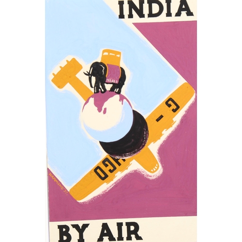 695 - Aubrey Hammond (1894 - 1940). original gouache design for an Air India poster, signed and dated 1937... 