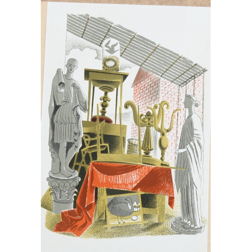 697 - Eric Ravilious, lithograph, the Antique Shop, Country Life 1938, 22cm x 14cm, mounted