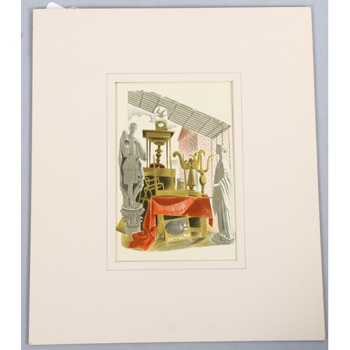 697 - Eric Ravilious, lithograph, the Antique Shop, Country Life 1938, 22cm x 14cm, mounted