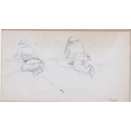 700 - Kate Greenaway RI (1846 - 1901), pencil study of 2 boys circa 1895, signed with initials, 7cm x 12cm... 