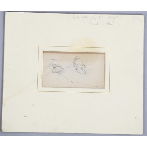 700 - Kate Greenaway RI (1846 - 1901), pencil study of 2 boys circa 1895, signed with initials, 7cm x 12cm... 