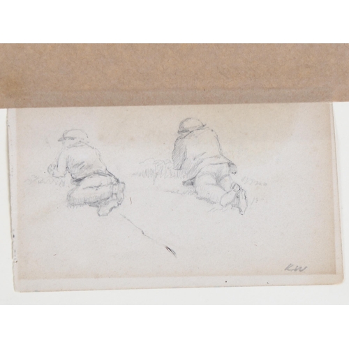 700 - Kate Greenaway RI (1846 - 1901), pencil study of 2 boys circa 1895, signed with initials, 7cm x 12cm... 