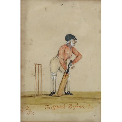 705 - 19th century English School, watercolour, an early study of cricket, signed with monogram dated 1859... 