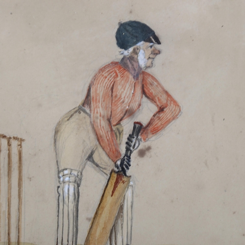 705 - 19th century English School, watercolour, an early study of cricket, signed with monogram dated 1859... 