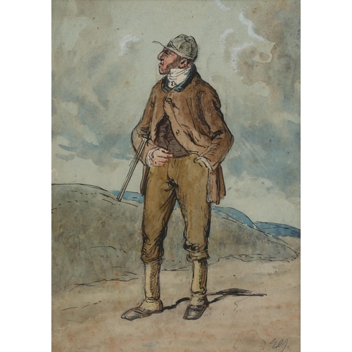 708 - Edith Oenone Sommerville (Irish, 1858 - 1949), watercolour, study of a gamekeeper, signed with monog... 