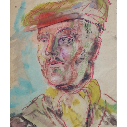 720 - Circle of Jack B Yeats, pastels, study of a man wearing a cap, unsigned, 34cm x 28cm, together with ... 