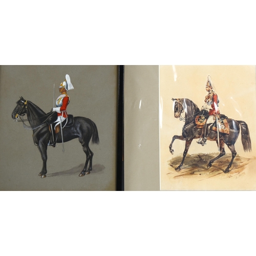 730 - Orlando Norie (1832 - 1901), watercolour, mounted Horse Guard, sign, 18cm x 14cm, and a similar goua... 