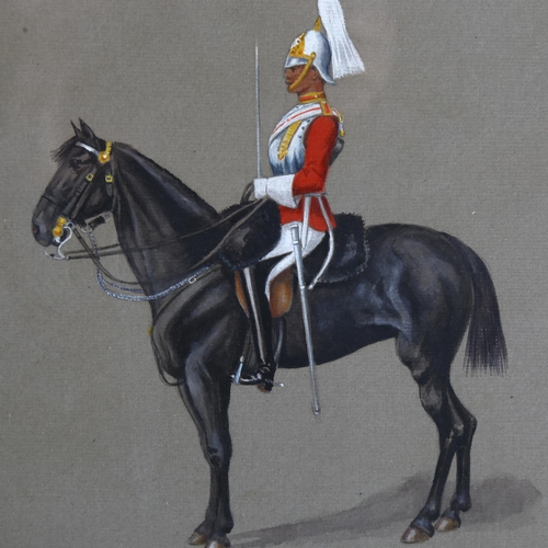 730 - Orlando Norie (1832 - 1901), watercolour, mounted Horse Guard, sign, 18cm x 14cm, and a similar goua... 