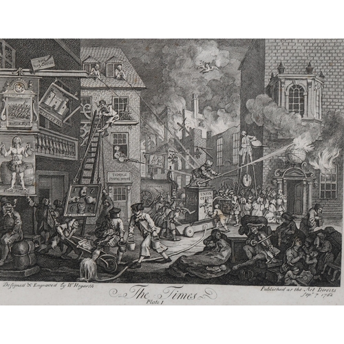 737 - William Hogarth, 2 engravings, The Times Plate 1 1762, 21cm x 29cm, and The Roast Beef of Old Englan... 