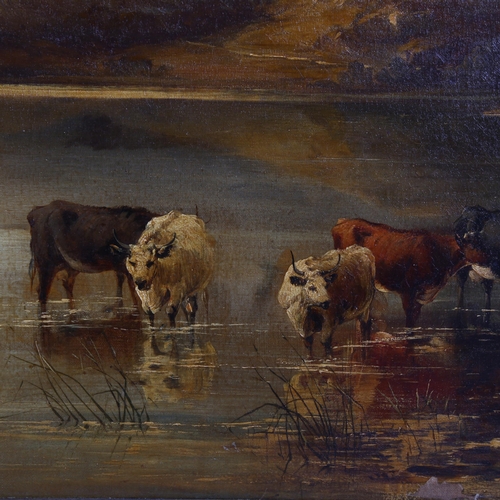 745 - Joseph Adams RSA (circa 1803 - 1880), oil on canvas, Highland cattle in a landscape, 61cm x 91cm, fr... 