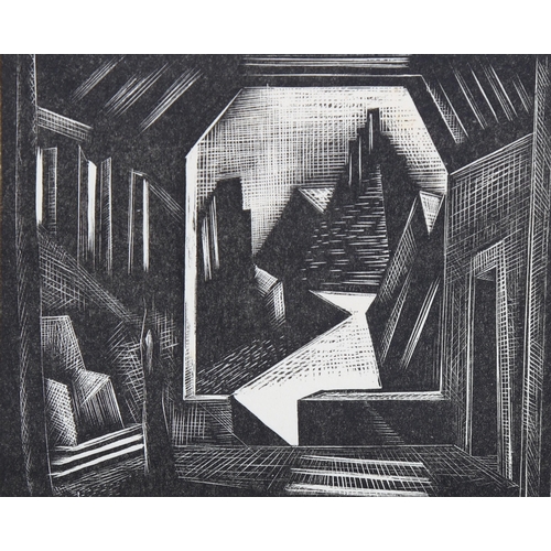 747 - Paul Nash (1889-1946), wood engraving on paper, Gotterdammerung Act III, The Hall of the Gibichungs,... 