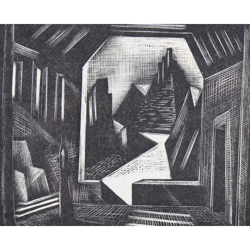 747 - Paul Nash (1889-1946), wood engraving on paper, Gotterdammerung Act III, The Hall of the Gibichungs,... 