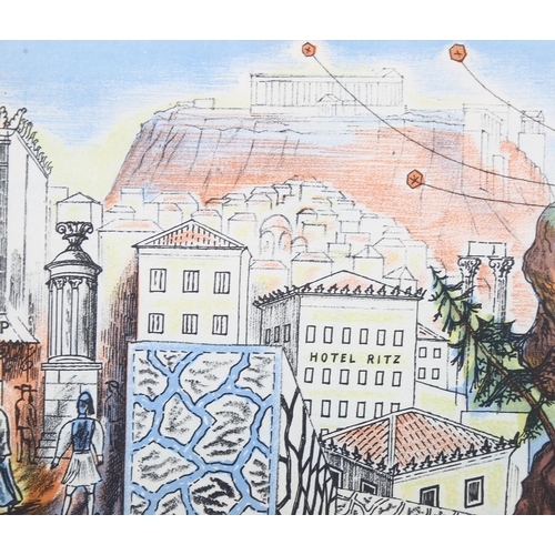 752 - Edward Bawden (1903-1989), lithograph in colours on paper, Kite Flying in Athens, 13.5cm x 20cm, pri... 