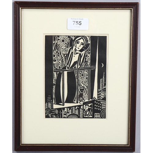 755 - Frans Masereel (1889-1972) wood engraving on paper, Die Verliebten (The Lovers), 15.3cm x 11.2cm, mo... 