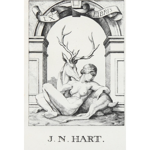 758 - Stephen Gooden (1892-1955), engraving on laid paper, Bookplate for J.N.Hart, 9.5cm x 6cm, mounted, g... 