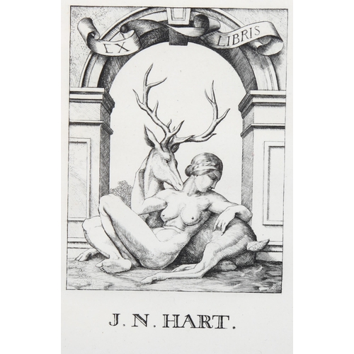 758 - Stephen Gooden (1892-1955), engraving on laid paper, Bookplate for J.N.Hart, 9.5cm x 6cm, mounted, g... 