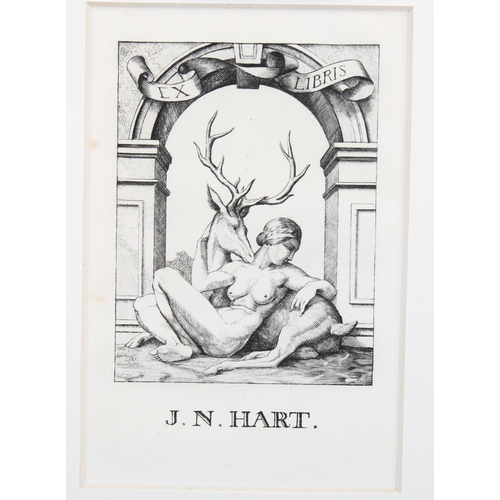 758 - Stephen Gooden (1892-1955), engraving on laid paper, Bookplate for J.N.Hart, 9.5cm x 6cm, mounted, g... 