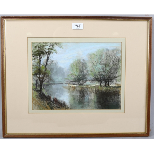 760 - Aubrey Phillips (1920-2005), pastel on paper, Springtime on the Windrush, signed, 24cm x 31.5cm, mou... 