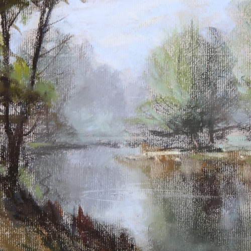 760 - Aubrey Phillips (1920-2005), pastel on paper, Springtime on the Windrush, signed, 24cm x 31.5cm, mou... 