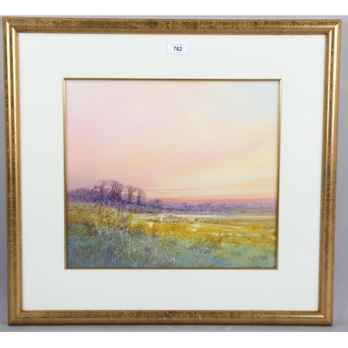 762 - William Neal (b. 1947), watercolour on paper, Sunset, signed, 36cm x 40.5cm, mounted, framed and gla... 