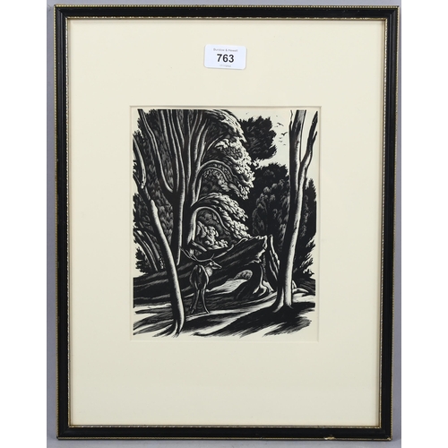 763 - Ethelbert White (1891-1972), wood engraving on paper, A Corner of the Forest (1931), 21.5cm x 17cm, ... 