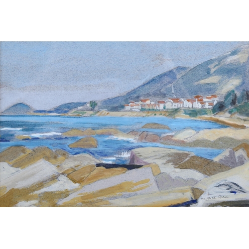 764 - Margaret Shaw (1917-1983), watercolour on paper, Ajaccio Seascape, signed, 14.5cm x 21cm, mounted, f... 