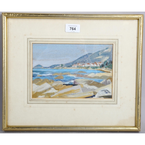 764 - Margaret Shaw (1917-1983), watercolour on paper, Ajaccio Seascape, signed, 14.5cm x 21cm, mounted, f... 