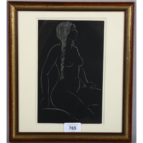 765 - Eric Gill (1882-1940), wood engraving on paper, Betty, the Artist’s Daughter (from 25 Nudes), 23cm x... 