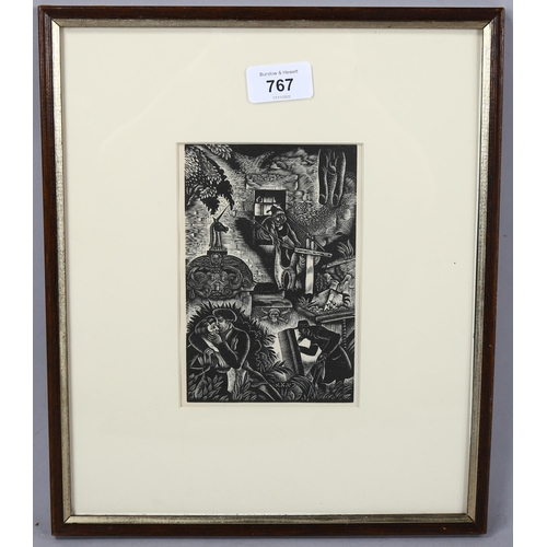 767 - Douglas Percy Bliss (1900-1984) wood engraving on paper, Sunt Lachrimae Rerum (1927), 15.7cm x 11.2c... 