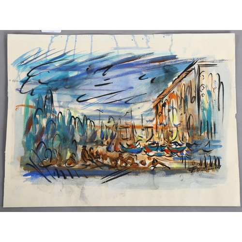 770 - Mid-Twentieth Century British, watercolour on paper, Venetian Scene, signed indistinctly, 33cm x 43.... 