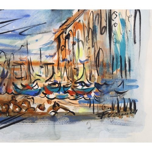 770 - Mid-Twentieth Century British, watercolour on paper, Venetian Scene, signed indistinctly, 33cm x 43.... 