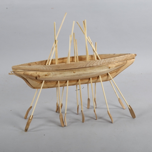 776 - Clive Fredriksson, wood sculpture, galleon, length 62cm