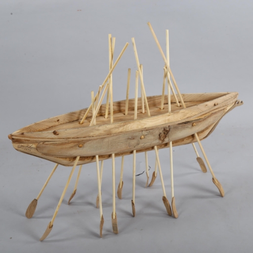 776 - Clive Fredriksson, wood sculpture, galleon, length 62cm