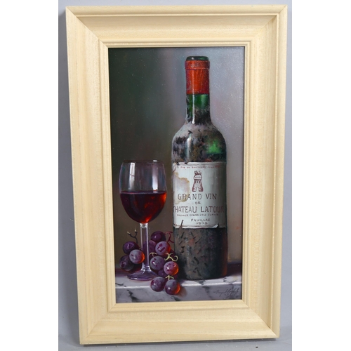 779 - Raymond Campbell, oil on board, Chateau Latour 1978, signed, 37cm x 19cm, framed