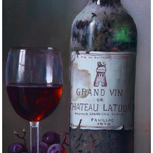 779 - Raymond Campbell, oil on board, Chateau Latour 1978, signed, 37cm x 19cm, framed