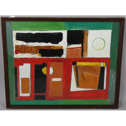 785 - Contemporary acrylic on board, abstract, unsigned, 40cm x 50cm, framed