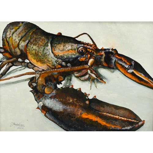 789 - Clive Fredriksson, oil on board, lobster, 30cm x 40cm, framed