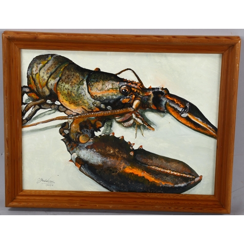 789 - Clive Fredriksson, oil on board, lobster, 30cm x 40cm, framed